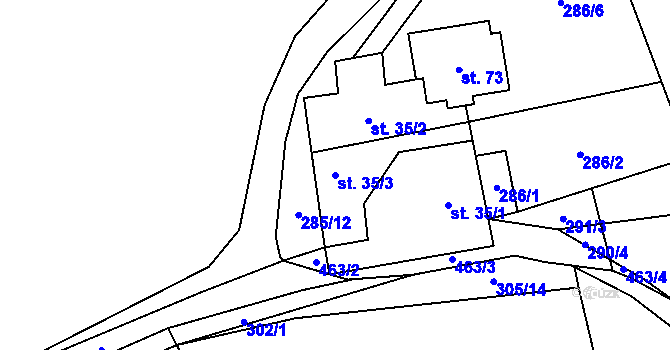Parcela st. 35/3 v KÚ Janovice u Houserovky, Katastrální mapa