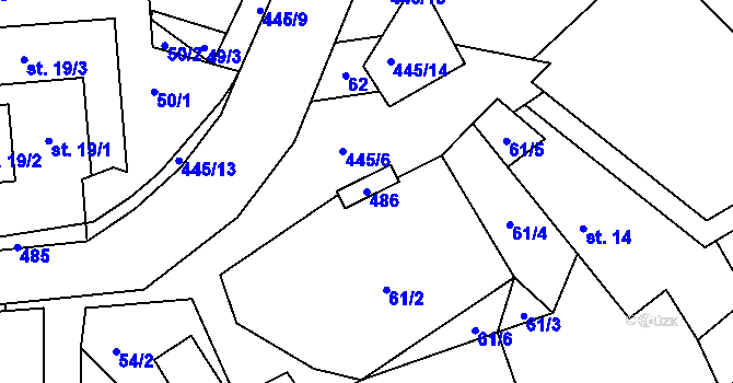 Parcela st. 486 v KÚ Janovice u Houserovky, Katastrální mapa