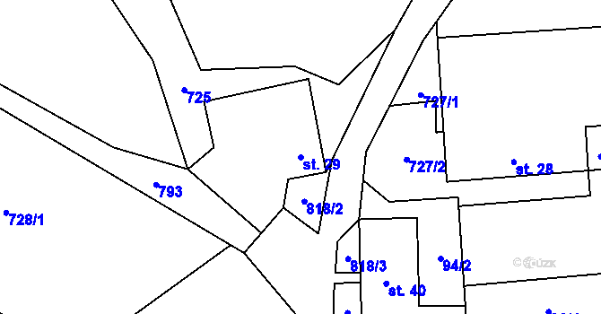 Parcela st. 29 v KÚ Ostrovec u Houserovky, Katastrální mapa