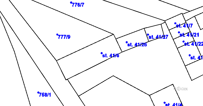 Parcela st. 41/6 v KÚ Ostrovec u Houserovky, Katastrální mapa
