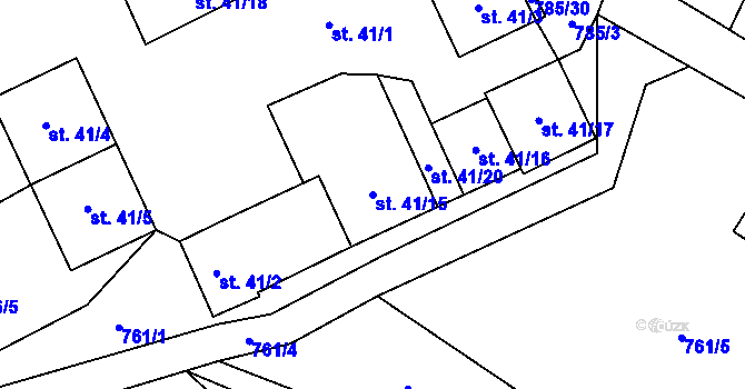 Parcela st. 41/15 v KÚ Ostrovec u Houserovky, Katastrální mapa