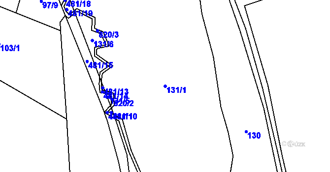 Parcela st. 131/1 v KÚ Ostrovec u Houserovky, Katastrální mapa