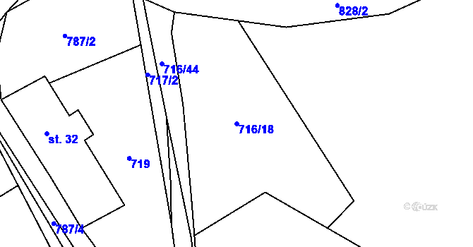 Parcela st. 716/18 v KÚ Ostrovec u Houserovky, Katastrální mapa