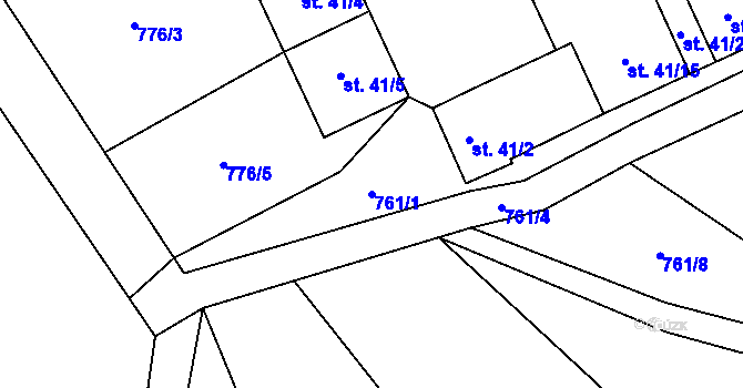 Parcela st. 761/1 v KÚ Ostrovec u Houserovky, Katastrální mapa