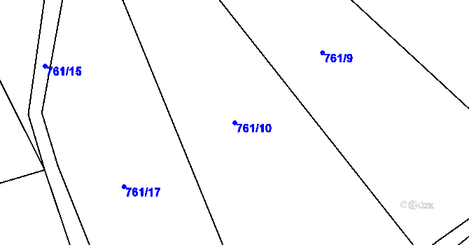 Parcela st. 761/10 v KÚ Ostrovec u Houserovky, Katastrální mapa