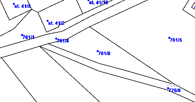 Parcela st. 761/8 v KÚ Ostrovec u Houserovky, Katastrální mapa