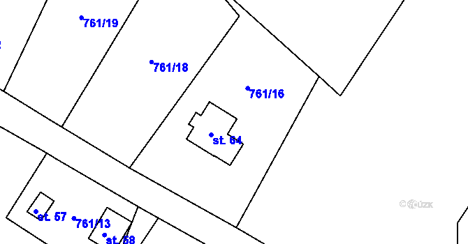Parcela st. 761/16 v KÚ Ostrovec u Houserovky, Katastrální mapa