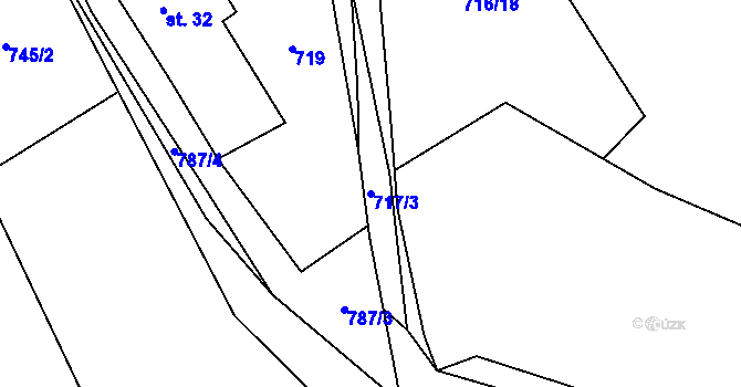 Parcela st. 717/3 v KÚ Ostrovec u Houserovky, Katastrální mapa