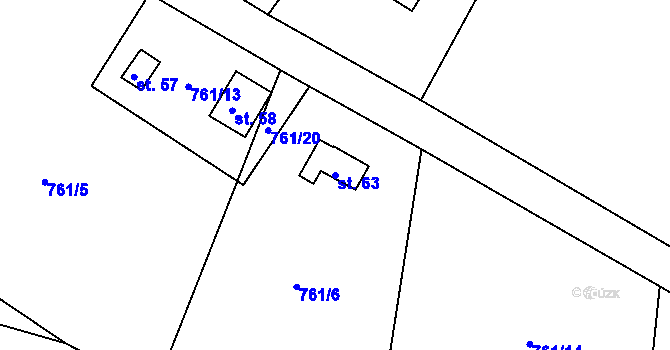 Parcela st. 63 v KÚ Ostrovec u Houserovky, Katastrální mapa