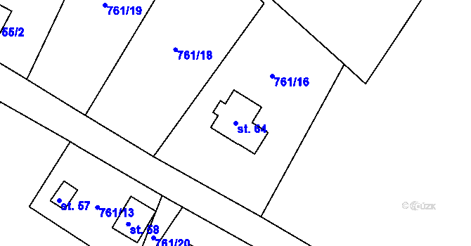 Parcela st. 64 v KÚ Ostrovec u Houserovky, Katastrální mapa