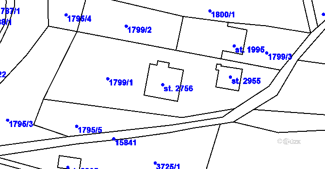 Parcela st. 2756 v KÚ Hovězí, Katastrální mapa