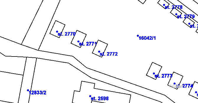 Parcela st. 2772 v KÚ Hovězí, Katastrální mapa