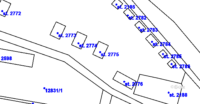Parcela st. 2775 v KÚ Hovězí, Katastrální mapa