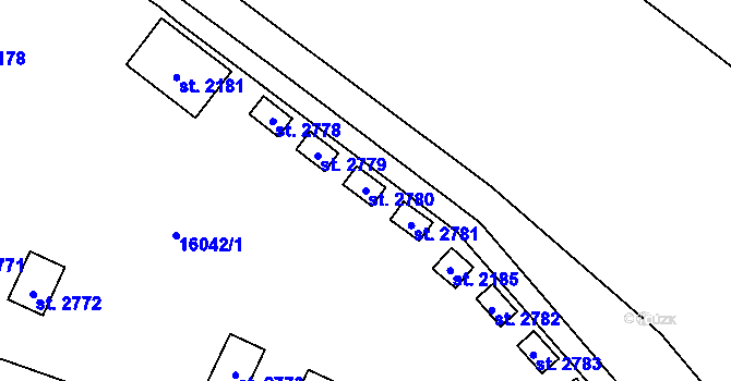 Parcela st. 2780 v KÚ Hovězí, Katastrální mapa