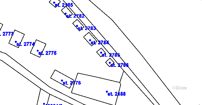 Parcela st. 2785 v KÚ Hovězí, Katastrální mapa