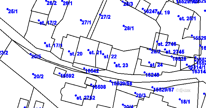 Parcela st. 22 v KÚ Hovězí, Katastrální mapa