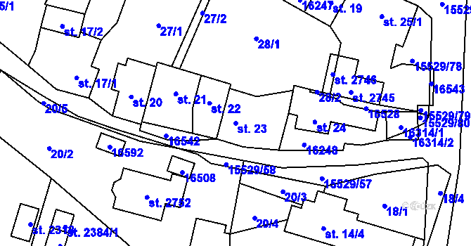 Parcela st. 23 v KÚ Hovězí, Katastrální mapa