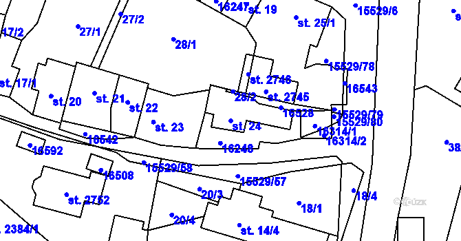 Parcela st. 24 v KÚ Hovězí, Katastrální mapa