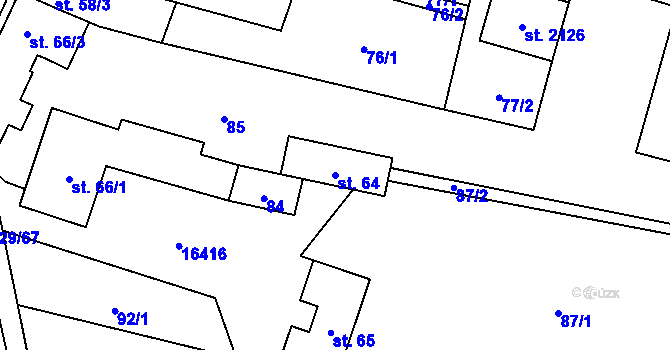 Parcela st. 64 v KÚ Hovězí, Katastrální mapa