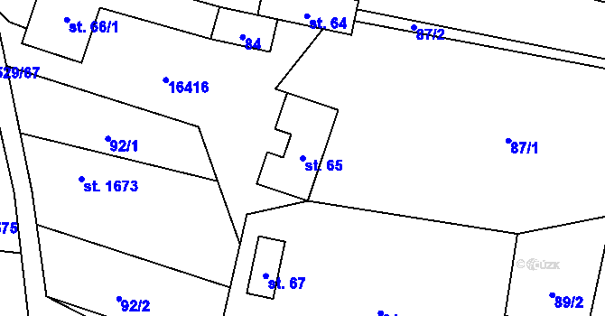 Parcela st. 65 v KÚ Hovězí, Katastrální mapa