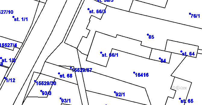 Parcela st. 66/1 v KÚ Hovězí, Katastrální mapa