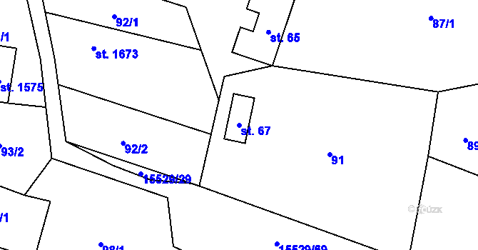 Parcela st. 67 v KÚ Hovězí, Katastrální mapa