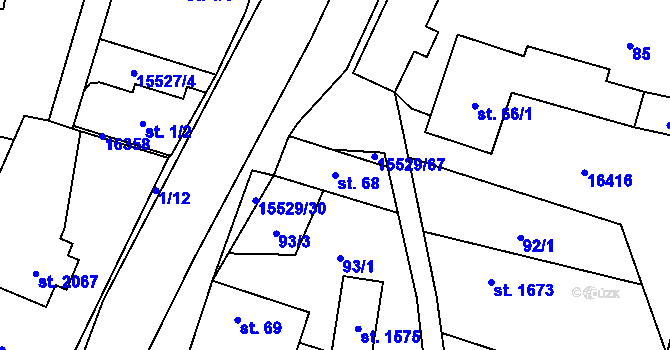 Parcela st. 68 v KÚ Hovězí, Katastrální mapa