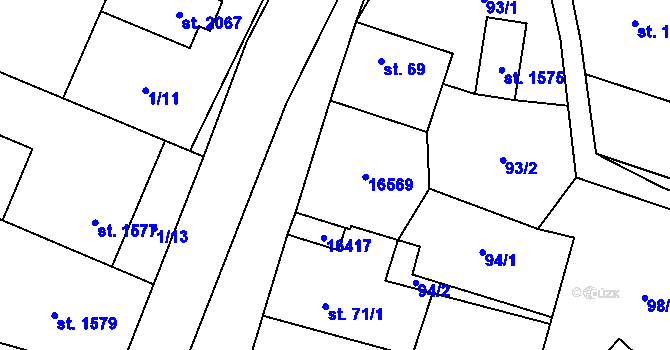Parcela st. 70/1 v KÚ Hovězí, Katastrální mapa