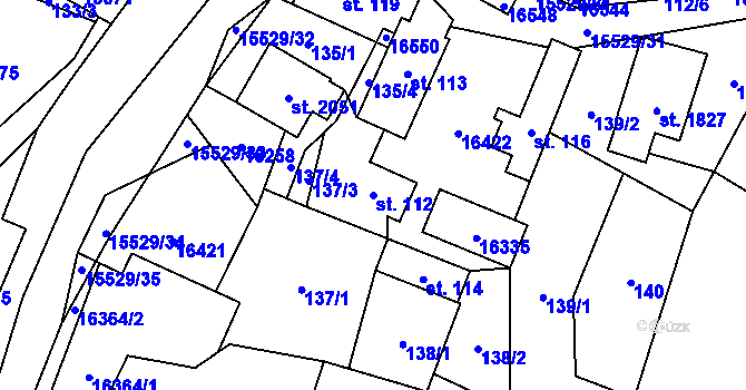 Parcela st. 112 v KÚ Hovězí, Katastrální mapa