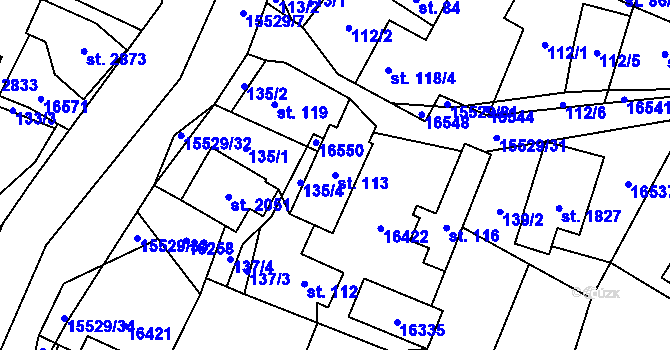 Parcela st. 113 v KÚ Hovězí, Katastrální mapa