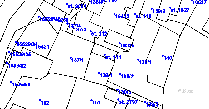 Parcela st. 114 v KÚ Hovězí, Katastrální mapa