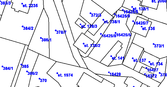 Parcela st. 138/2 v KÚ Hovězí, Katastrální mapa