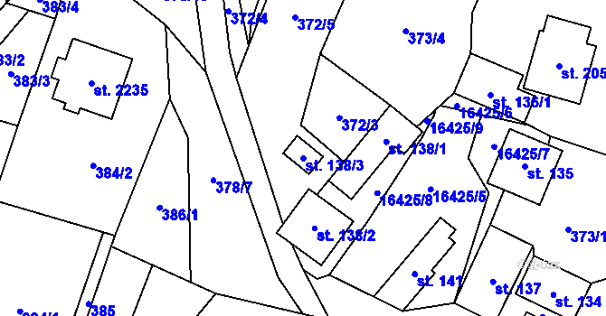 Parcela st. 138/3 v KÚ Hovězí, Katastrální mapa