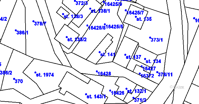 Parcela st. 141 v KÚ Hovězí, Katastrální mapa