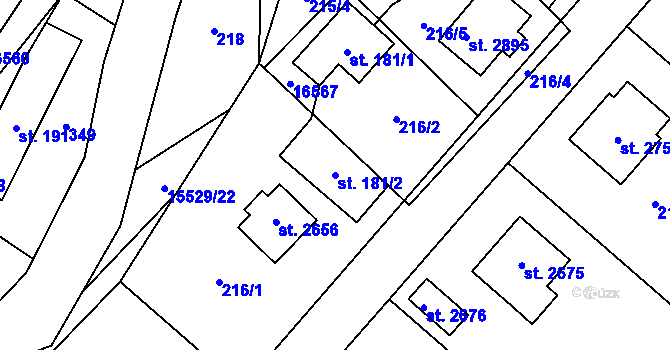 Parcela st. 181/2 v KÚ Hovězí, Katastrální mapa