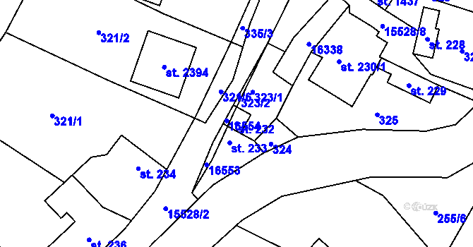 Parcela st. 232 v KÚ Hovězí, Katastrální mapa