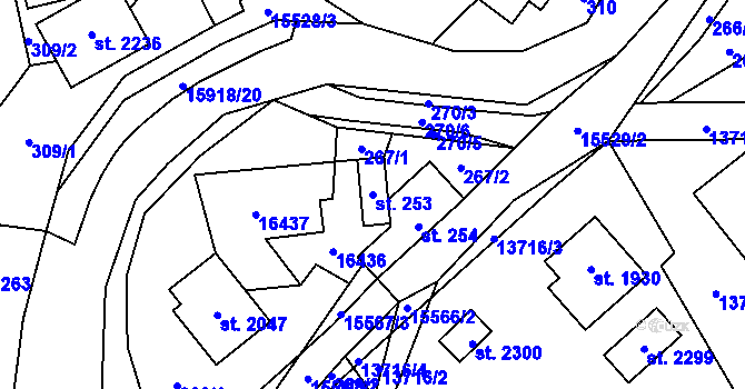 Parcela st. 253 v KÚ Hovězí, Katastrální mapa