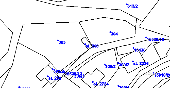 Parcela st. 256 v KÚ Hovězí, Katastrální mapa