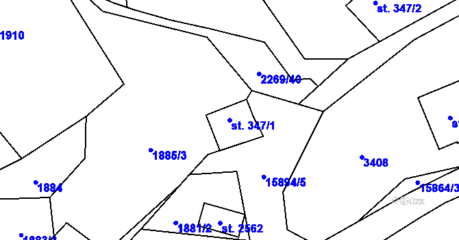 Parcela st. 347/1 v KÚ Hovězí, Katastrální mapa