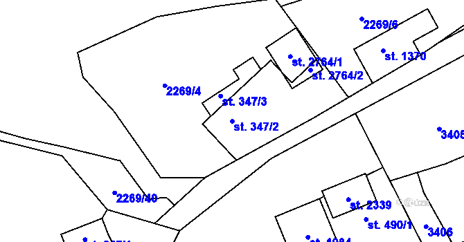Parcela st. 347/2 v KÚ Hovězí, Katastrální mapa