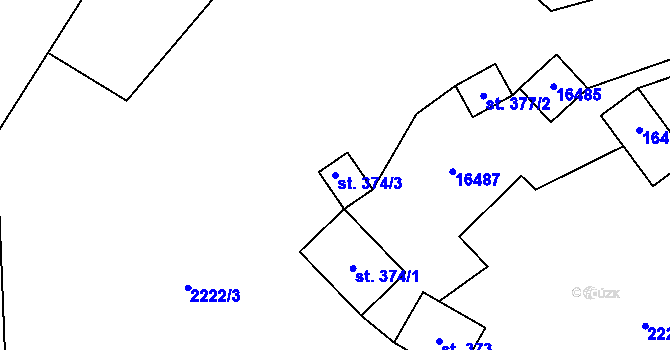 Parcela st. 374/3 v KÚ Hovězí, Katastrální mapa