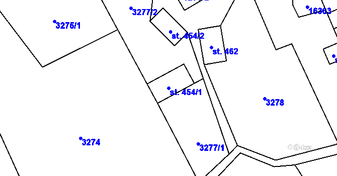 Parcela st. 454/1 v KÚ Hovězí, Katastrální mapa