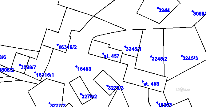 Parcela st. 457 v KÚ Hovězí, Katastrální mapa