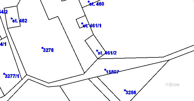 Parcela st. 461/2 v KÚ Hovězí, Katastrální mapa