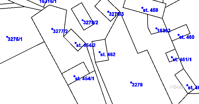 Parcela st. 462 v KÚ Hovězí, Katastrální mapa