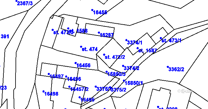 Parcela st. 472/2 v KÚ Hovězí, Katastrální mapa
