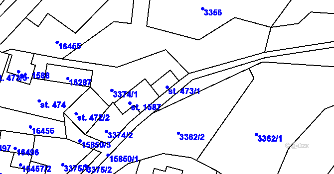 Parcela st. 473/1 v KÚ Hovězí, Katastrální mapa