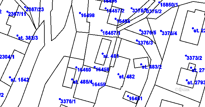 Parcela st. 481 v KÚ Hovězí, Katastrální mapa