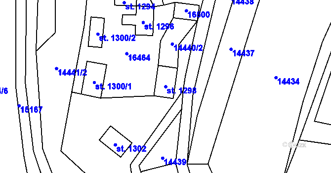 Parcela st. 1298 v KÚ Hovězí, Katastrální mapa