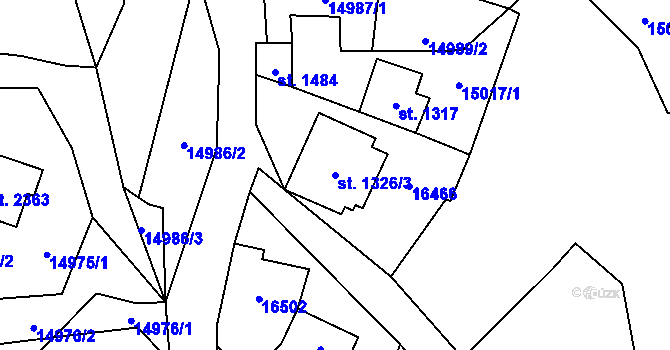 Parcela st. 1326/3 v KÚ Hovězí, Katastrální mapa